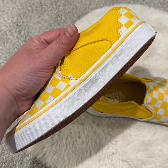 VANS Classic Slip-On Shoes Checkerboard Yellow Gold White US Women’s Size 7 - Picture 8 of 10